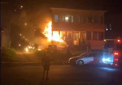 Flames engulf front porch